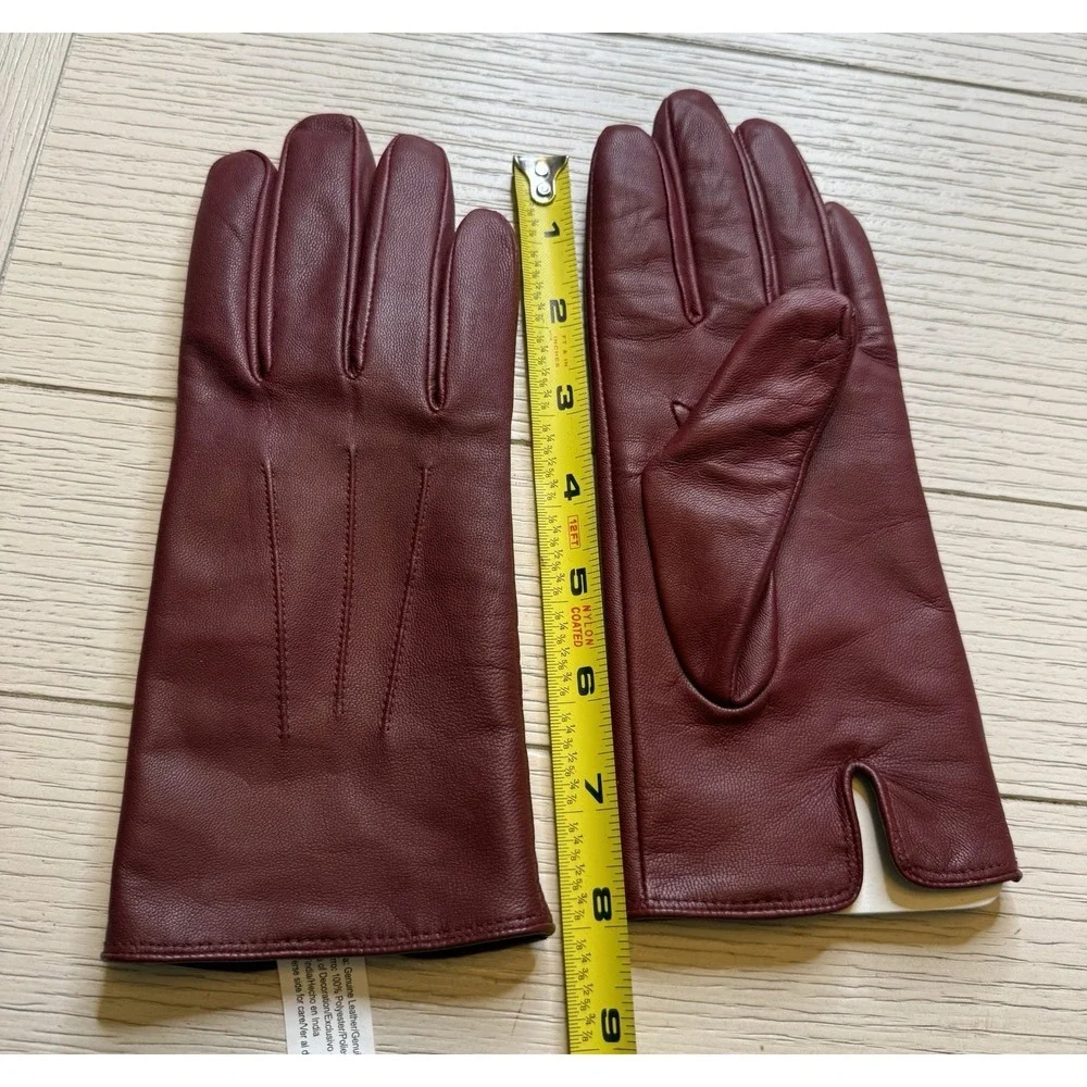 Isotoner Smart Touch S Women Wine Red Leather Gloves Orig. $58 New In Box. Glam - Picture 7 of 8
